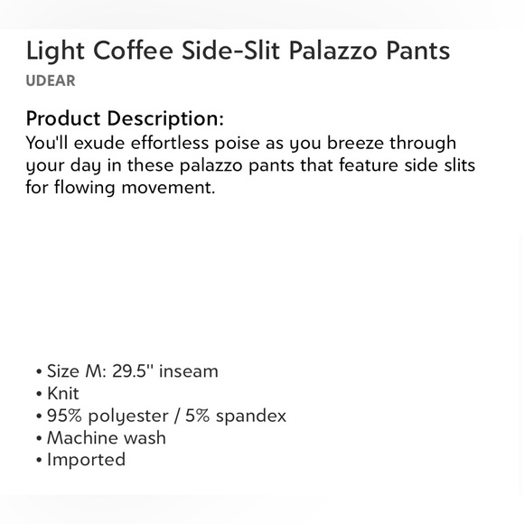 Brand new, never worn side slit palazzo pants LARGE - Picture 2 of 2